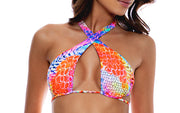 Cross Halter-Strappy Loop Scrunch Bikini