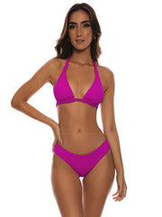 Luli Fama: Triangle Halter-Seamless Ruched Back Bikini (L73373P-022-L73352P-022)