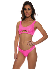 Luli Fama: Open Front Bralette-Seamless Wavy Ruched Back Bikini (L736L15-896-L73604P-896)