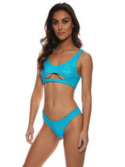Luli Fama: Open Front Bralette-Seamless Wavy Ruched Back Bikini (L736L15-251-L73604P-251)