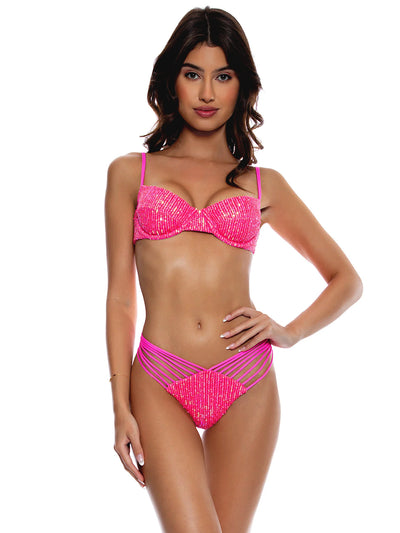 Luli Fama: Sequins Balconette-Sequins Multi Strap Bikini (L737S29-052-L737S20-052)