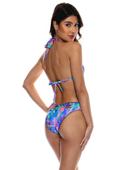 Luli Fama: Triangle Halter-Seamless Ruched Back Bikini (L76673P-111-L76652P-111)