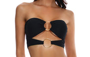 Double Loop Bandeau Crop-Strappy Loop Scrunch Bikini