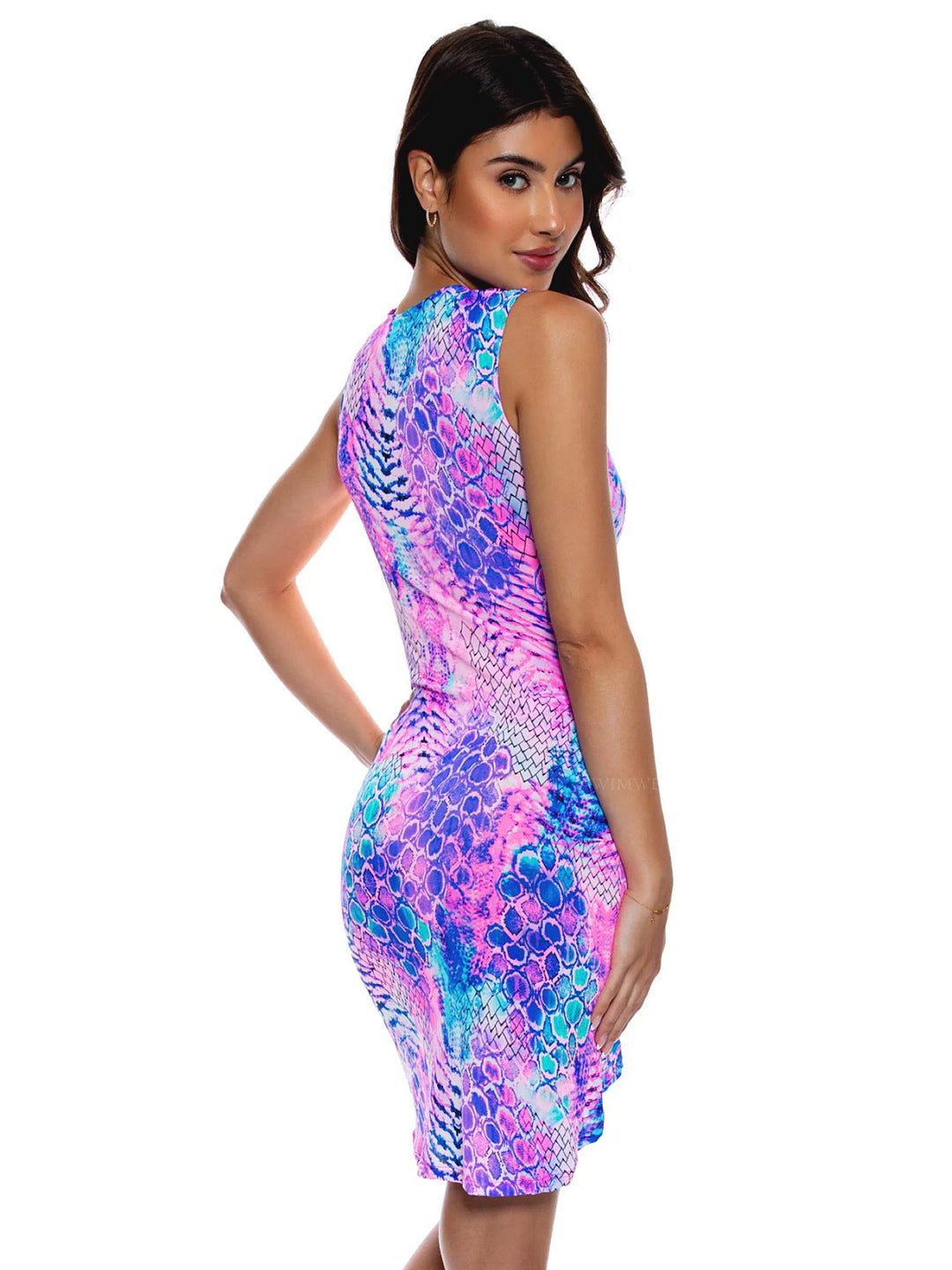 bodycon scrunch dress Luli Fama: Hi Lo Scrunch Dress (L759J75-30P) – Swimwear World
