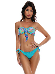 Luli Fama: Knot Bow Bandeau-Reversible Cayo Coco Bikini (L765L49-035-L765M48-035)