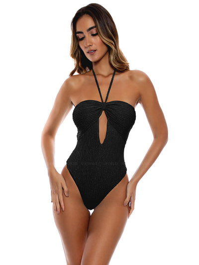 Luli Fama: Halter Keyhole Bandeau One Piece (L777B51-001)