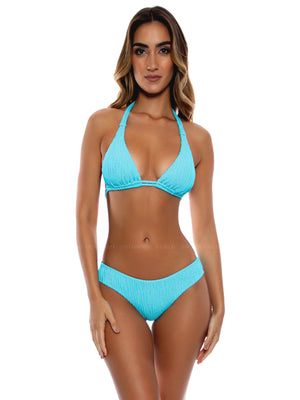 Luli Fama: Triangle Halter-Seamless Ruched Back Bikini (L77773P-035-L77752P-035)