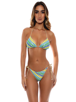 Luli Fama: Seamless Triangle-Seamless Ruched Back Tie Side Bikini (L77621W-111-L77602W-111)