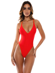 Luli Fama: V-Neck One Piece Bodysuit (L010G21-327)