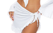 Bell Sleeve Crop-Ruffle Sarong Mini Skirt