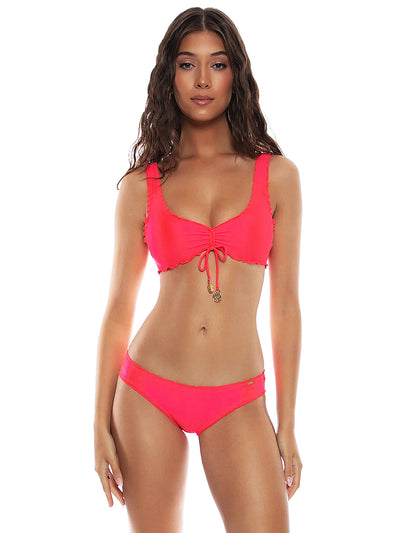 Luli Fama: Wavy Scoop Neck Drawstring-Ruched Back Bikini (L176W34-361-L176521-361)