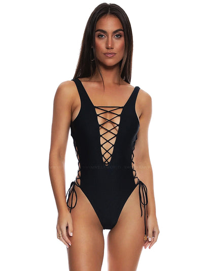 Luli Fama: Open Side One Piece Bodysuit (L176A38-001)