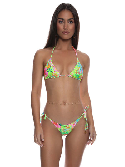 Luli Fama: Seamless Triangle-Seamless Wavy Ruched Back Tie Side Bikini (L77521P-111-L77502P-111)