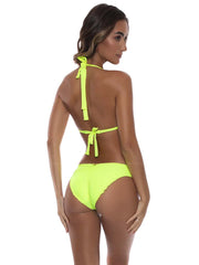 Luli Fama: Triangle Halter-Seamless Ruched Back Bikini (L780C73-025-L780C52-025)