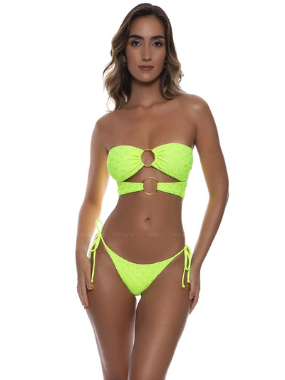 Luli Fama: Double Loop Bandeau Crop-Seamless Tie Side Bikini (L780C18-025-L780C03-025)