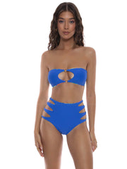 Luli Fama: Keyhole Rings Bandeau-Side Cut Out Rings High Waisted Bikini (L779E44-111-DG-L779E52-111-DG)