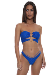 Luli Fama: Double Loop Bandeau Crop-Strappy Loop Scrunch Bikini (L780C18-340-L780C22-340)