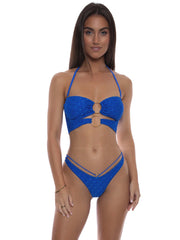 Luli Fama: Double Loop Bandeau Crop-Strappy Loop Scrunch Bikini (L780C18-340-L780C22-340)