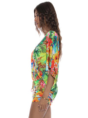 Luli Fama: Cabana V Neck Dress (L778976-111)