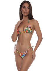 Luli Fama: Crystalized Wavy Triangle-Crystalized Wavy Tie Side Bikini (L77801C-111-L77802C-111)