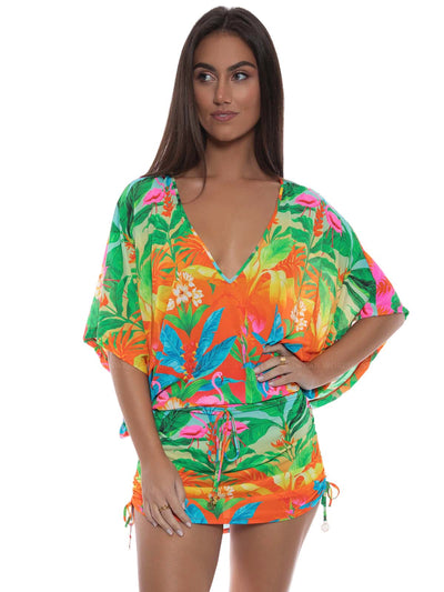 Luli Fama: Cabana V Neck Dress (L782976-111)