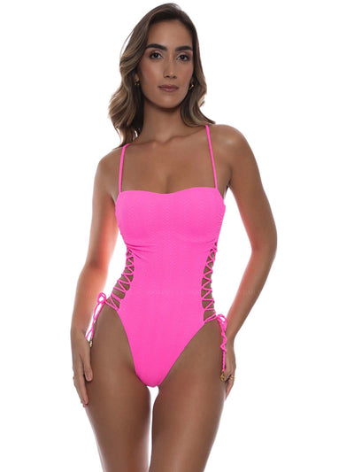 Luli Fama: Square Neck Laced Up One Piece (L781J32-559)