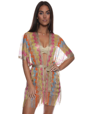 Luli Fama: Open Front Tie Short Poncho (L785L01-111)