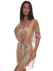 Luli Fama: Open Front Tie Short Poncho (L785L01-111)