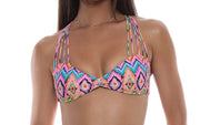 Strappy Bandeau-Strappy Ruched Back Bikini