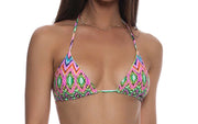 Triangle-Wavy Ruched Tie Side Bikini