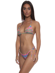 Luli Fama: Triangle-Wavy Ruched Tie Side Bikini (L77121P-111-L77102P-111)