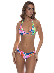 Luli Fama: Triangle Halter-Seamless Ruched Back Bikini (L78873P-111-L78852P-111)