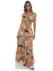 Luli Fama: Halter Drawstring Cut Out Maxi Dress (L789I69-111)