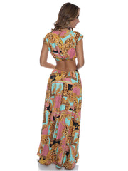 Luli Fama: Halter Drawstring Cut Out Maxi Dress (L789I69-111)