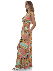 Luli Fama: Halter Drawstring Cut Out Maxi Dress (L789I69-111)