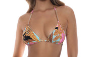 Seamless Chain Triangle-Seamless Wavy Ruched Back Bikini