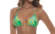 Ring Triangle-Ring Seamless Ruched Back Tie Side Bikini