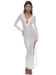 Luli Fama: Long Sleeve Keyhole Cutout Dress (L822G82-078)