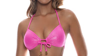 Molded Push Up Bandeau Halter-High Leg Bikini