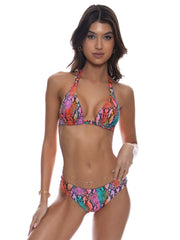 Luli Fama: Triangle Halter-Seamless Ruched Back Bikini (L81073P-111-L81052P-111)