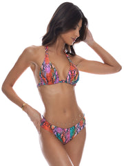 Luli Fama: Triangle Halter-Seamless Ruched Back Bikini (L81073P-111-L81052P-111)