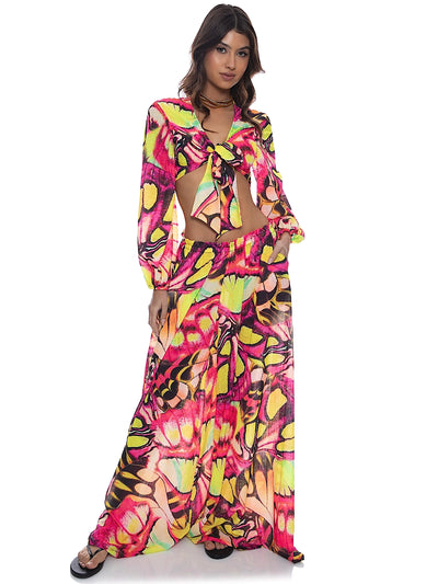 Luli Fama: Multiway Tie Crop-Palazzo Pants (L817E66-111-L817E67-111)