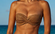 Underwire Push Up Bandeau-Seamless Ruched Back Bikini