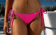 Seamless Triangle-Seamless Wavy Ruched Back Tie Side Bikini