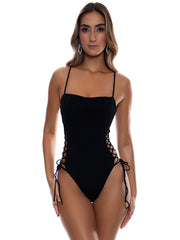 Luli Fama: Square Neck Laced Up One-Piece (L781J32-001)