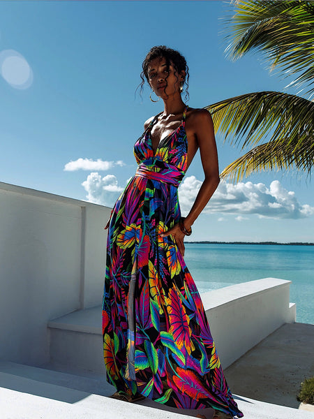 luli fama maxi dress Luli Fama Neon Nights Maxi Dress in Fuchsia,Blue