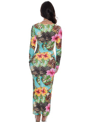 Luli Fama: Long Sleeve Keyhole Cut Out Maxi Dress (L826G82-111)
