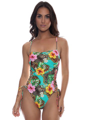 Luli Fama: Chain Square Neck Laced Up One-Piece (L826J32-111)