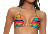 Wavy Triangle-Wavy Ruched Back Tie Side Bikini