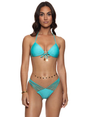Luli Fama: Molded Push Up Bandeau-Strappy Ruched Back Bikini (L176435-388-L17620-388)